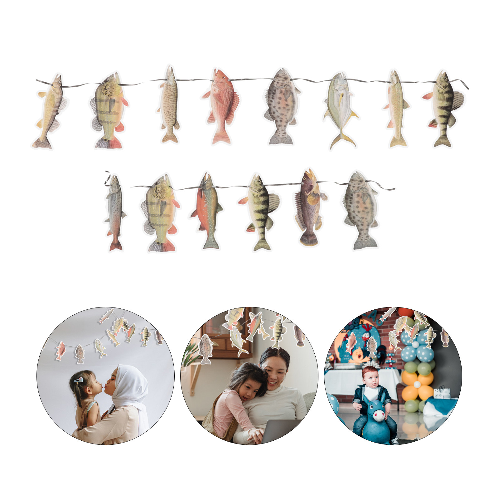 Fishing - Fishing Birthday Decorations Banner Hanging Fish